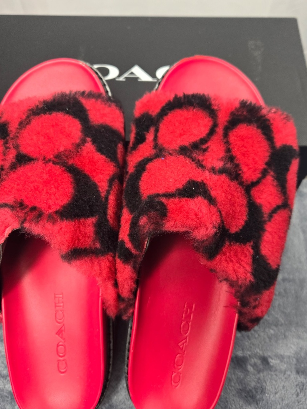 Coach Fur Slides with sneaker bottom - Picture 4 of 10